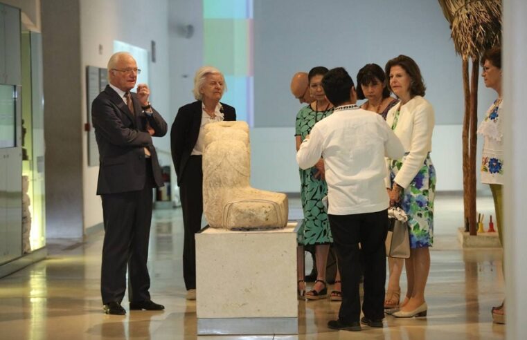 Reyes de Suecia finalizan su visita a Yucatán con un recorrido por el Gran Museo del Mundo Maya