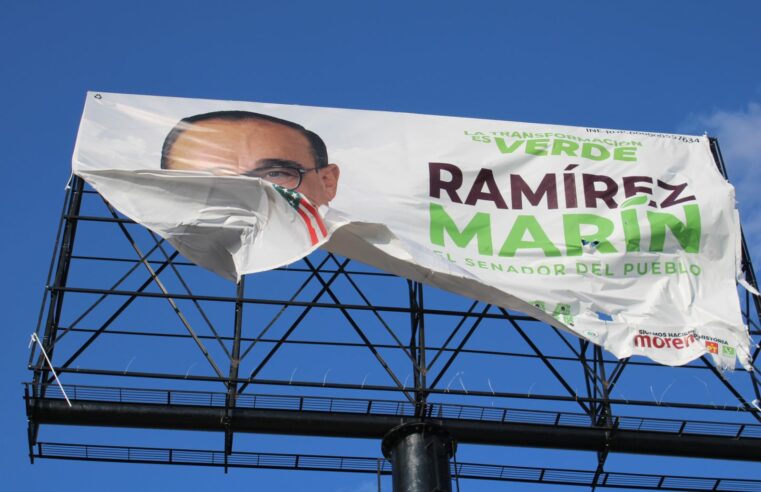 Dañan espectacular con propaganda de Ramírez Marín