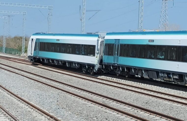 Descarrila el tren maya en la estación de Tixkokob, en Yucatán