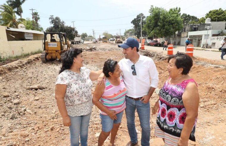 Mauricio Vila supervisa obras del corredor Mérida-Centro-Umán donde transitará el Ie-Tram