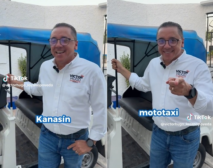 Ridículo candidato del PAN se sube al tren del mame para «tunear» un mototaxi de Kanasín