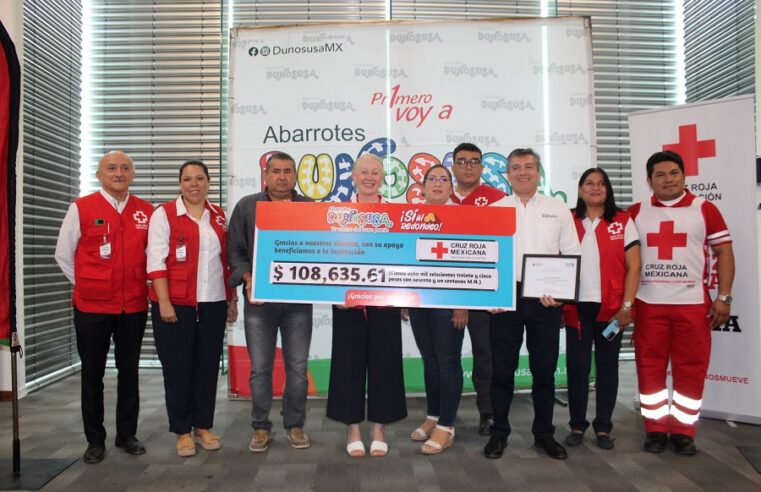 Abarrotes Dunosusa entrega donativo a la Cruz Roja Yucatán