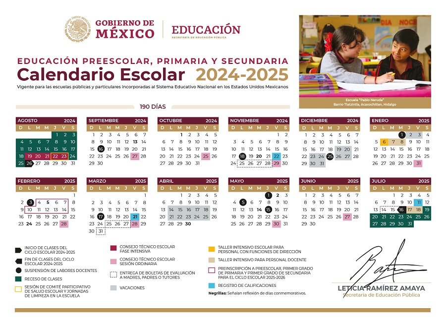 Conoce los calendarios escolares 2024-2025 para Educación Básica y Normal