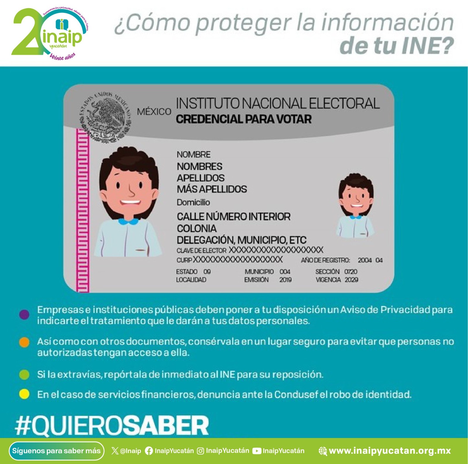 Inaip Yucatán llama a cuidar datos personales en las elecciones