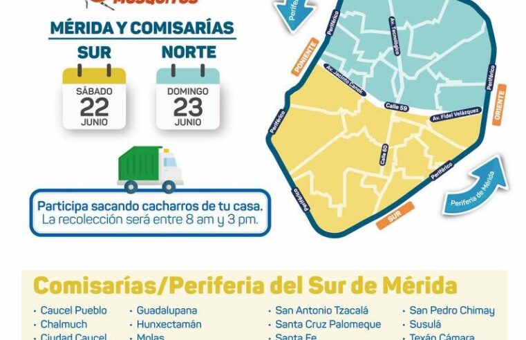 Anuncian campaña de descacharrización en Mérida y sus comisarías este 22 y 23 de junio