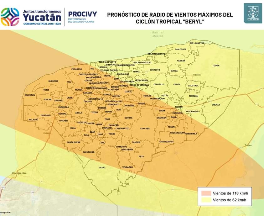 Beryl se degrada a categoría 4; Traería solo lluvias intensas desde el jueves 