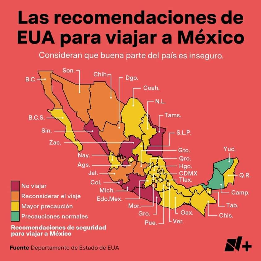 Estados Unidos recomienda viajar «sin miedo» a Yucatán por su seguridad.