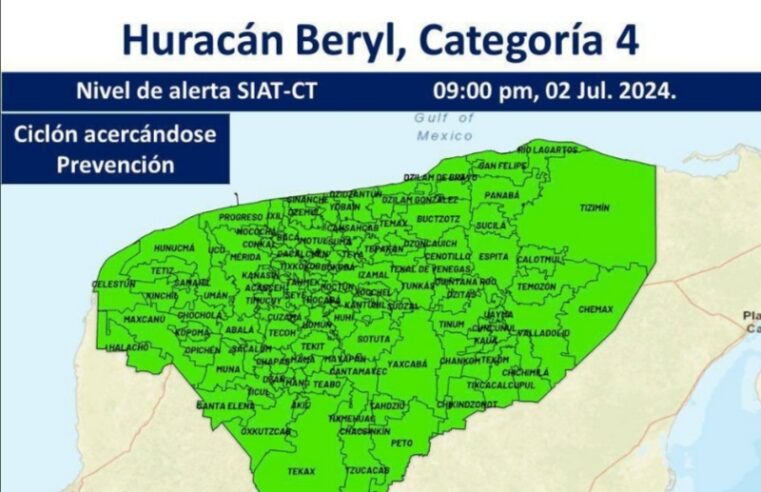 Emiten alerta verde y alistan refugios y logística de evacuación en Yucatán