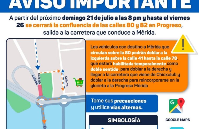 Cambios en la circulación de vehículos en Progreso por obras del viaducto elevado