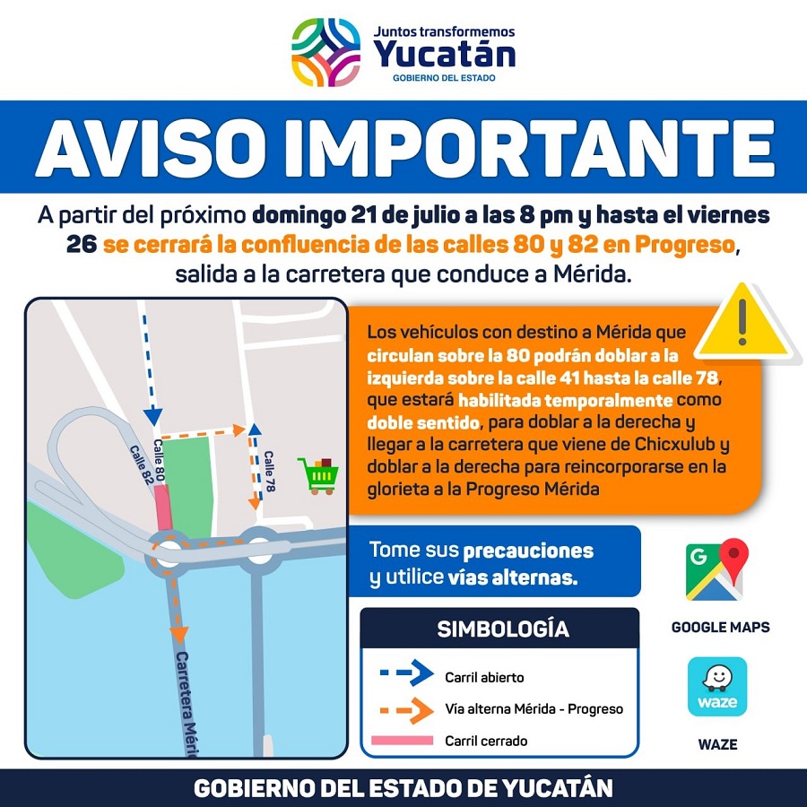 Cambios en la circulación de vehículos en Progreso por obras del viaducto elevado