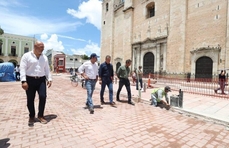 Avanza la remodelación de la Plaza Grande de Mérida: