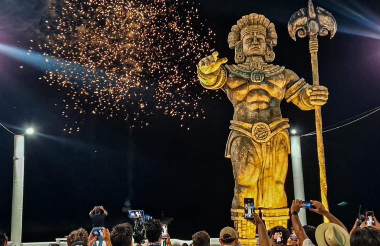 Develan estatua monumental de Chaac en Telchac Puerto