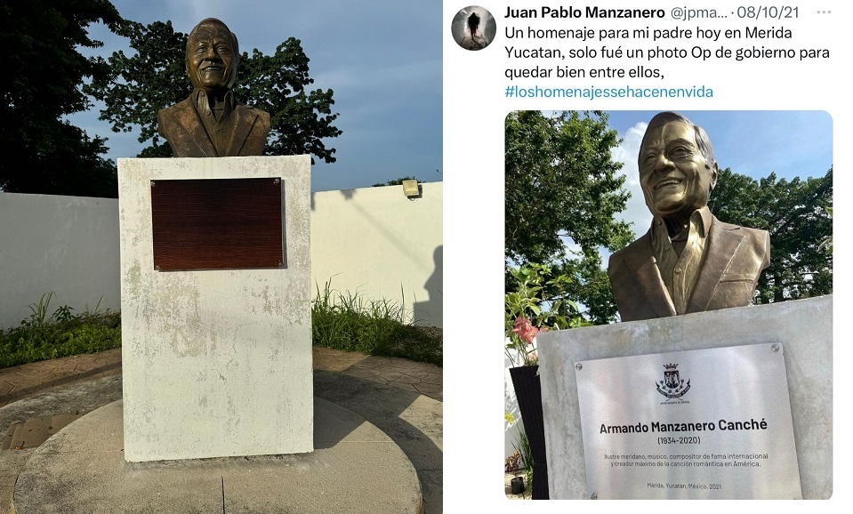 El Ayuntamiento de Mérida se olvida del monumento a Armando Manzanero