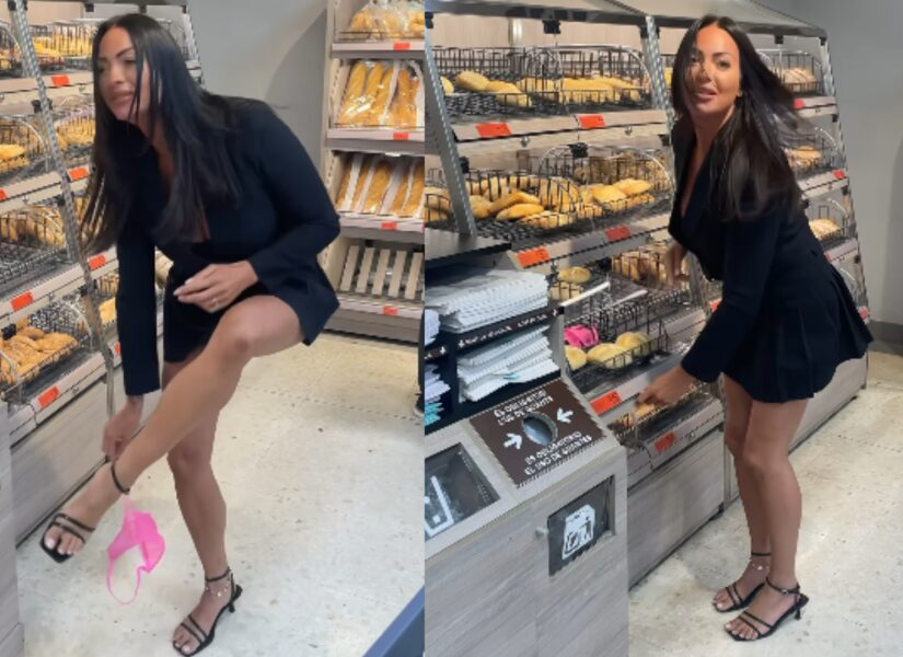 Influencer se quita el calzón en un supermercado y lo arroja entre los panes