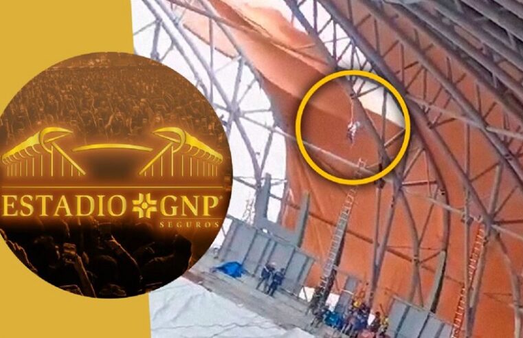 Fuerte viento lanza por los aires a un obrero en la remodelación del Estadio GNP