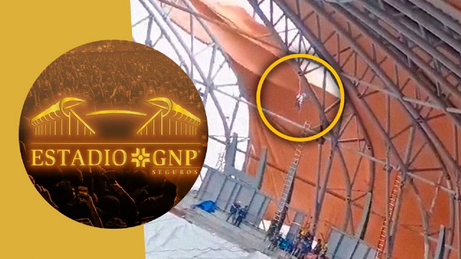 Fuerte viento lanza por los aires a un obrero en la remodelación del Estadio GNP