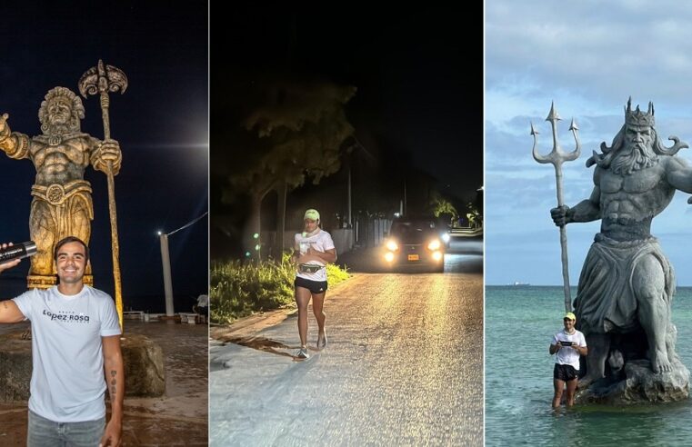 Atleta se sube al «tren del mame» y corre 42 km en honor a  Poseidón y Chaac