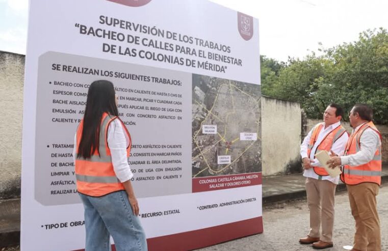 El gobernador Huacho Díaz supervisa bacheo de calles en Mérida