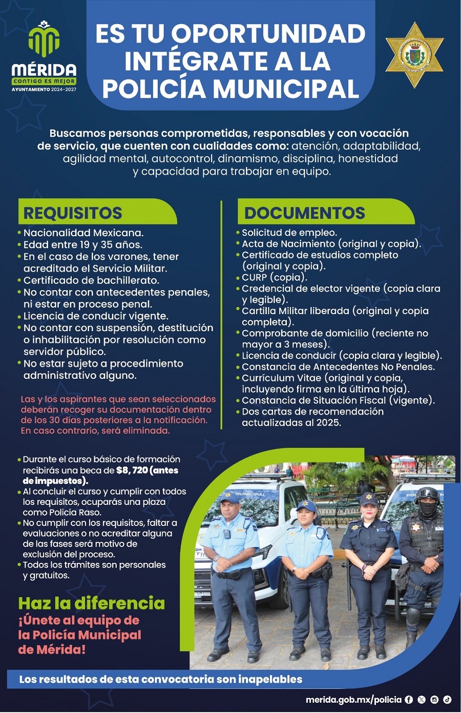 La Policía Municipal de Mérida busca nuevos agentes