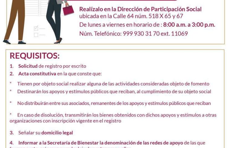 Impulsa Gobierno de Yucatán registro gratuito de asociaciones civiles
