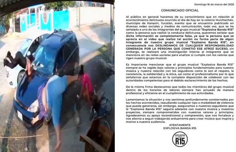 La Explosiva Banda R15 se deslinda de atropellamiento intencional en Kanasín