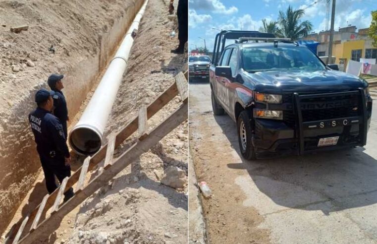 Par de rateros se esconden en una tubería y quedan atorados