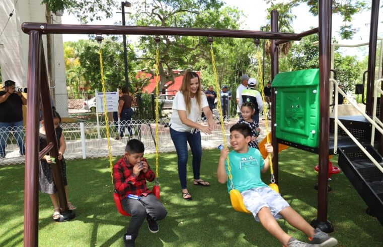 Entrega Cecilia Patrón el renovado parque en Yaxché Casares