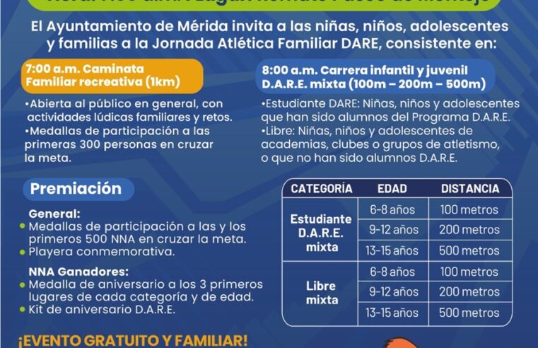 Con jornada atlética familiar celebrará D.A.R.E sus primeros 17 años