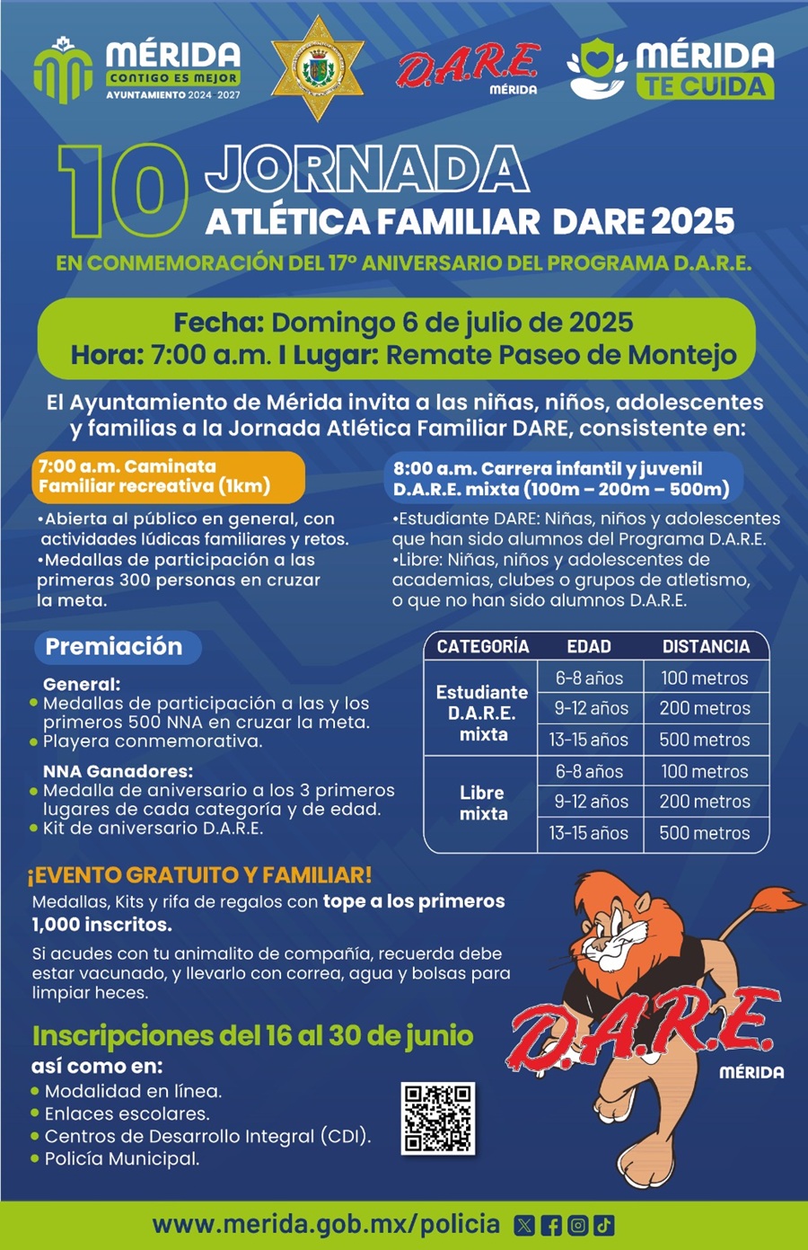 Con jornada atlética familiar celebrará D.A.R.E sus primeros 17 años