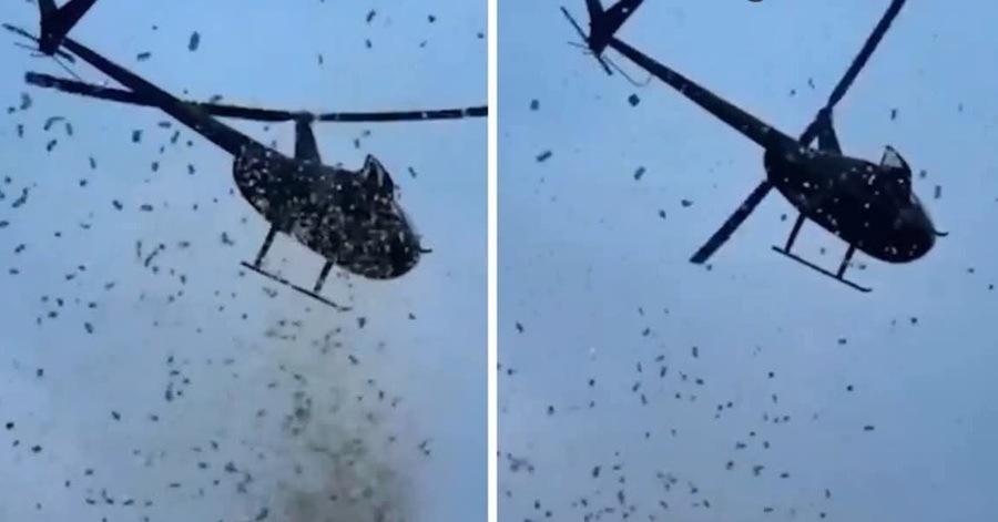 Última voluntad: Lanzan dinero desde el cielo en honor a un empresario con Alzheimer