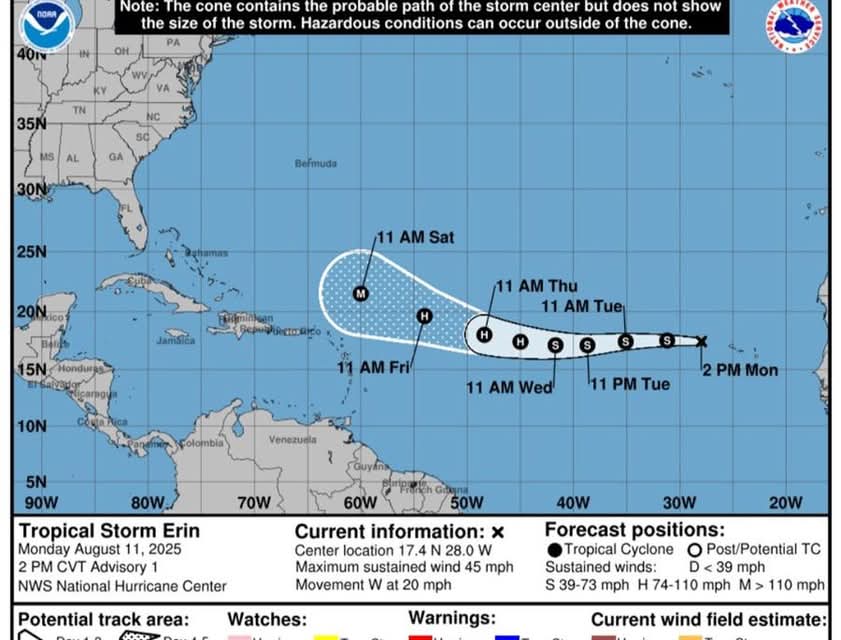 Se forma la tormenta tropical Erin en las islas de Cabo Verde, lejos de Yucatán…hasta ahora