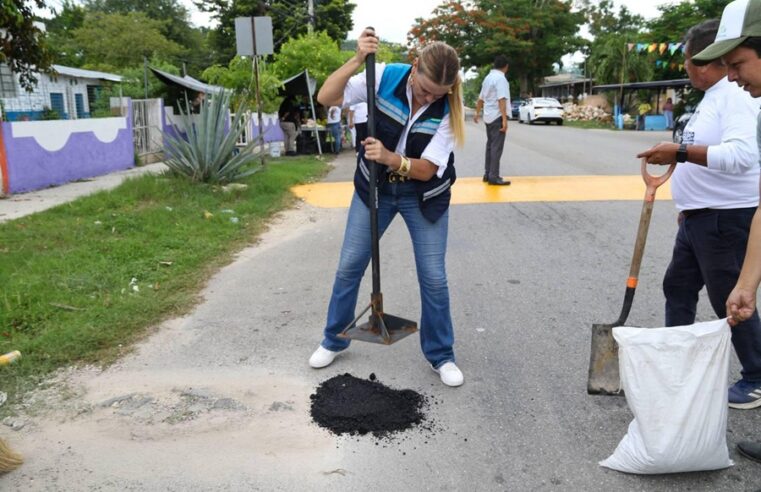 Cecilia Patrón intensifica el bacheo en comisarías de Mérida