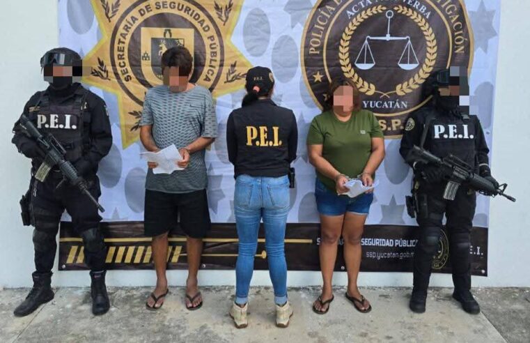 Pareja detenida y droga asegurada durante cateo antinarcóticos en Dzidzantún