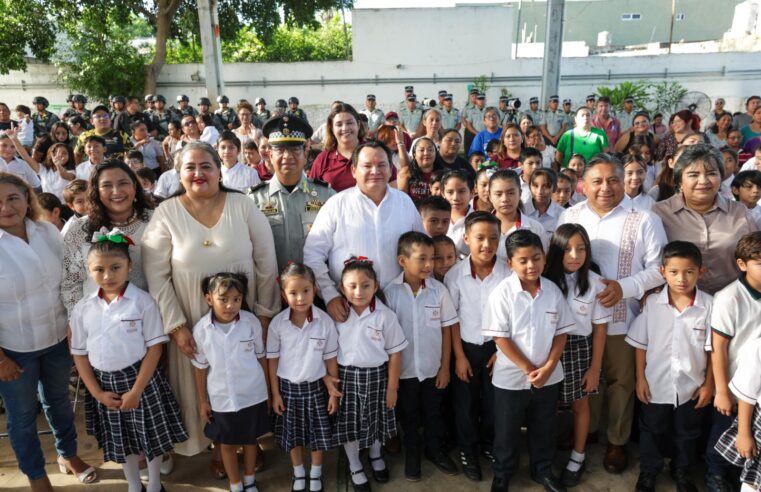 Gobierno del Estado y Guardia Nacional suman esfuerzos para mejorar escuelas en Yucatán