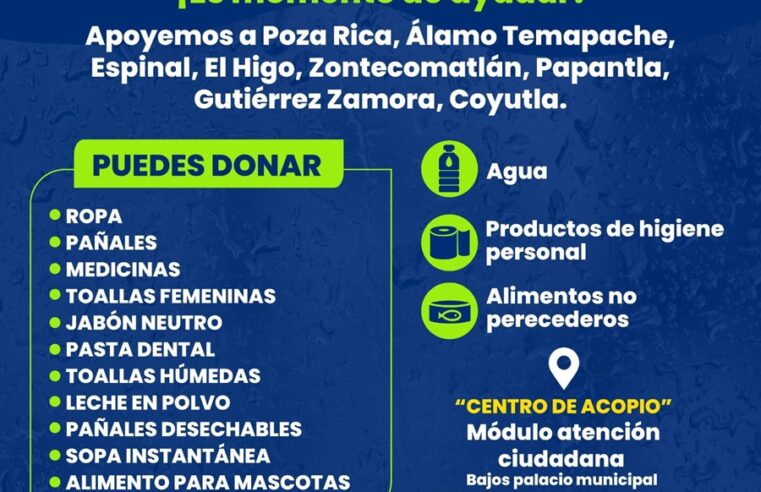 Ayuntamiento de Mérida instala centro de acopio en apoyo a familias de Veracruz