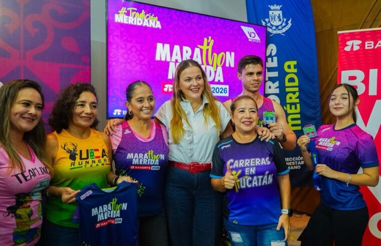 Cecilia Patrón presenta la playera, medalla y ruta del Marat’hon Mérida-Banorte 2026