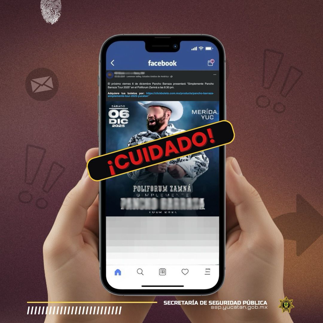 Alerta por sitio fraudulento que promueve concierto en Mérida