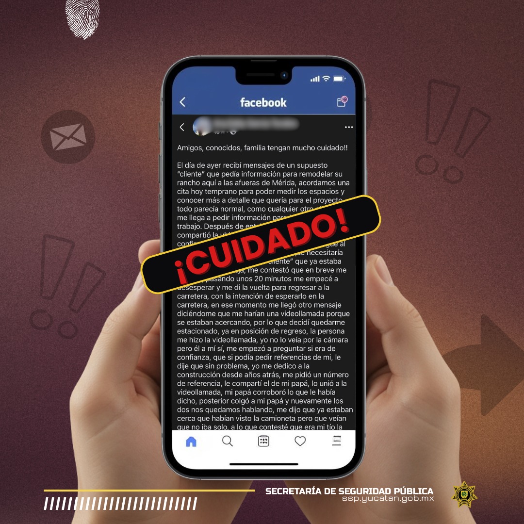 Fallido intento de extorsión en Mérida mediante «secuestro virtual»