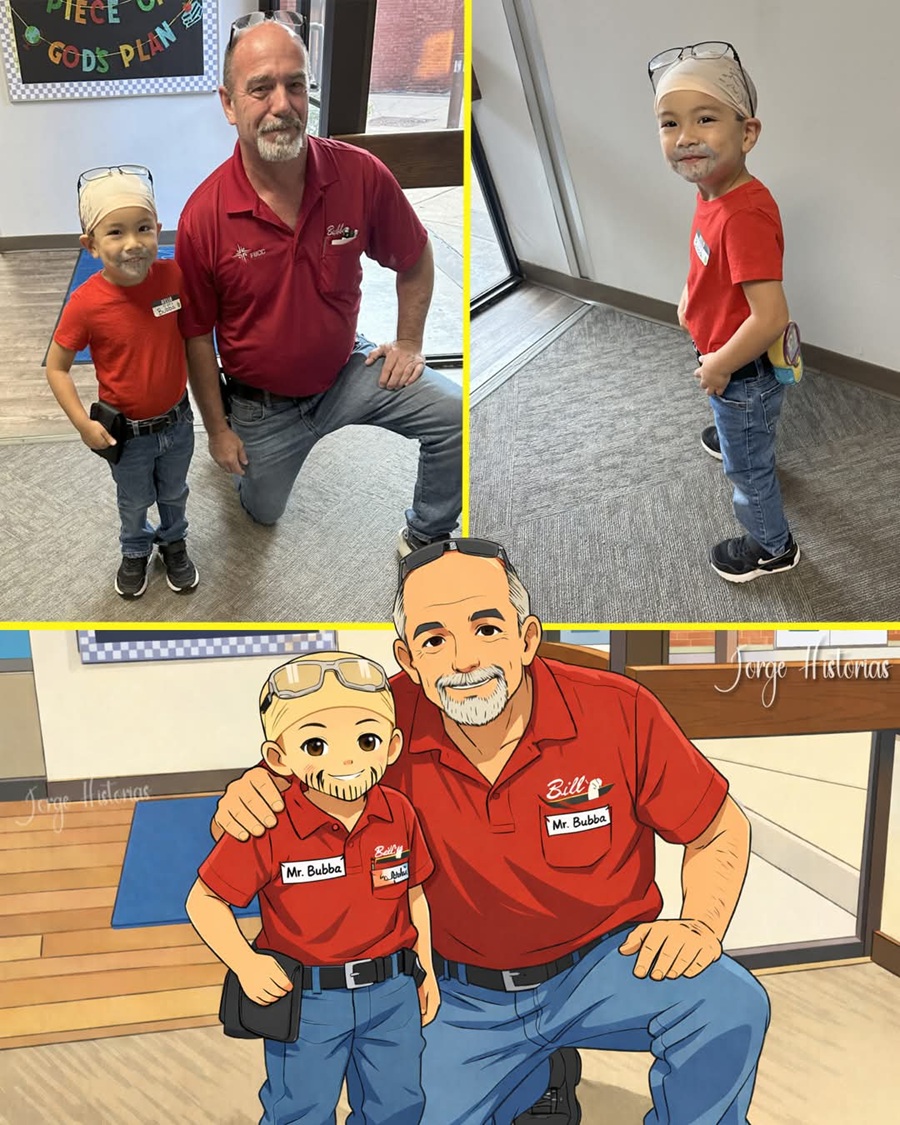 Se disfraza del conserje, su persona favorita en el preescolar