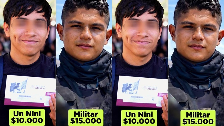 Ninis cobran 10 mil pesos y los integrantes de las fuerzas armadas 15 mil pesos al mes