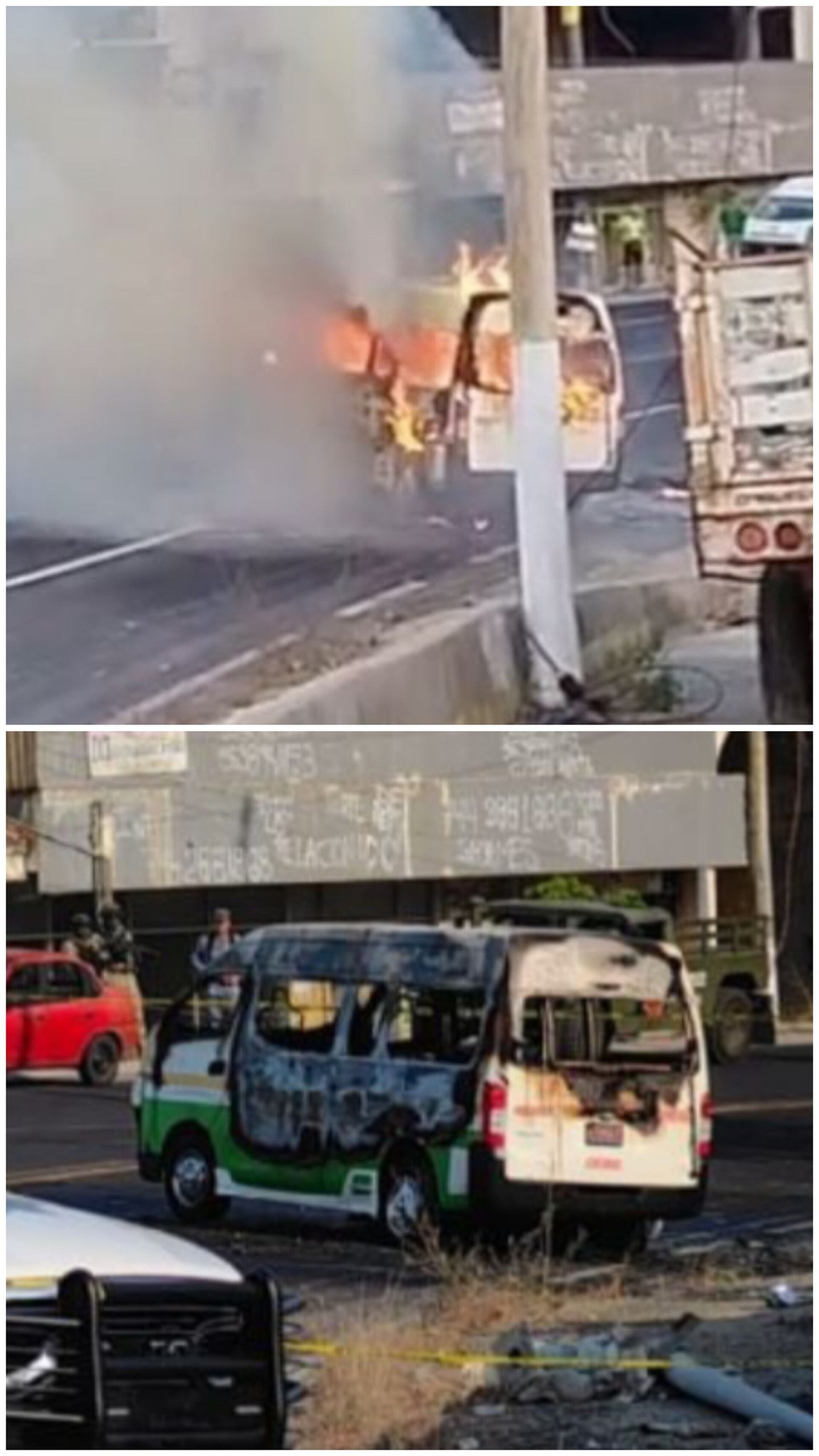 Sicarios incendian una urvan con todo y pasajeros en Acapulco; murió el chofer