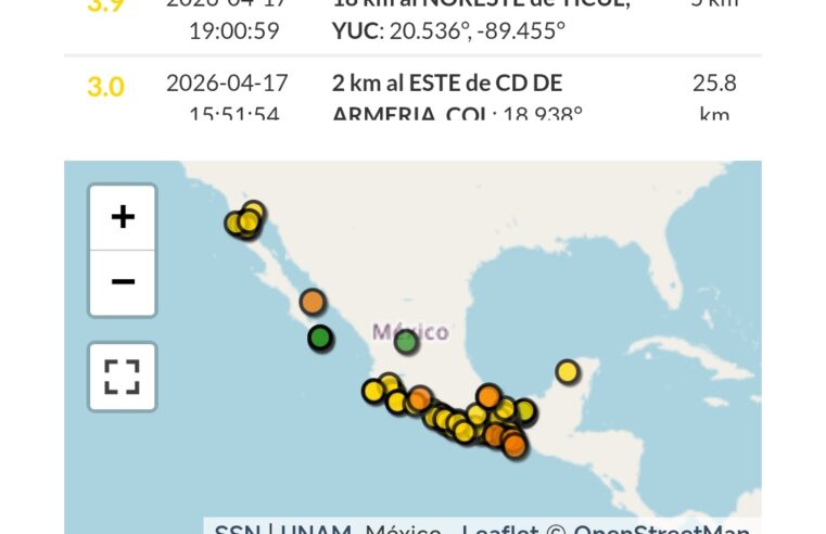 Reportan sismo en Ticul la noche de este viernes