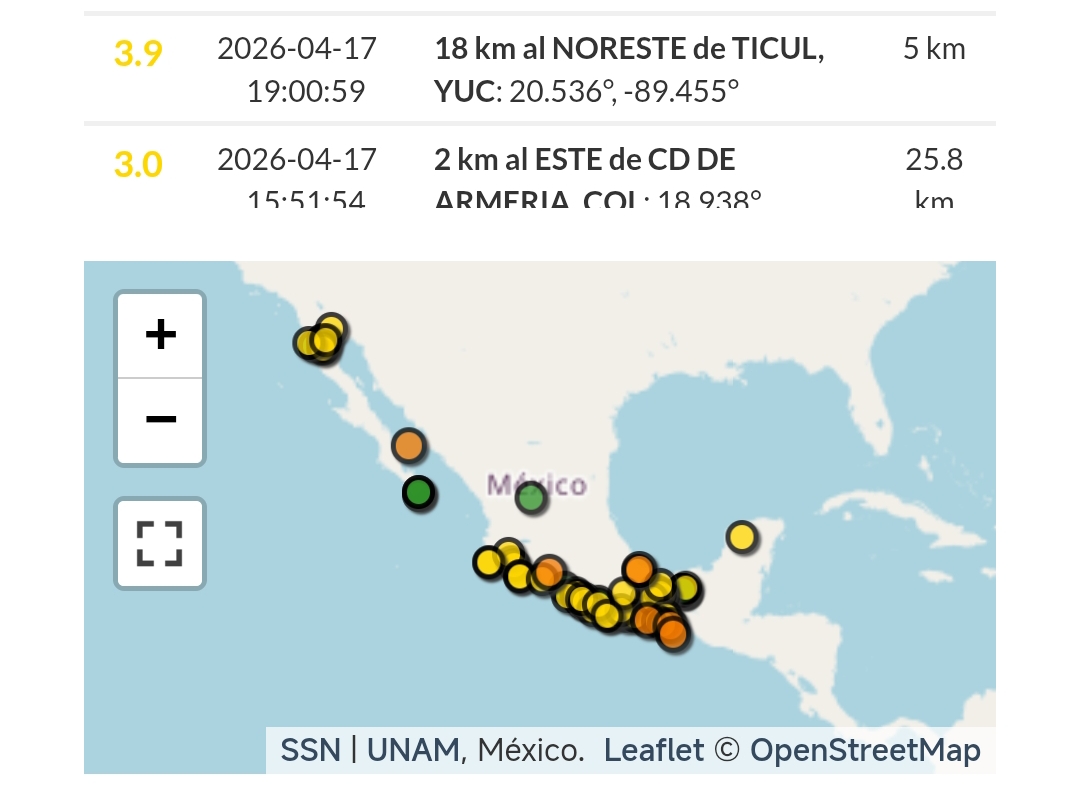 Reportan sismo en Ticul la noche de este viernes
