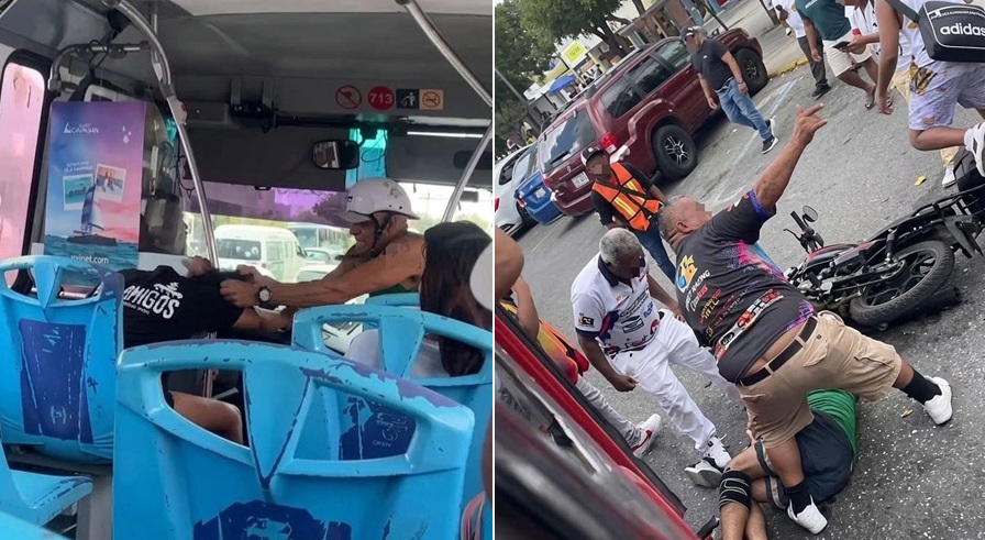 Le dan su merecido a sujeto que golpeó a una mujer en un autobús