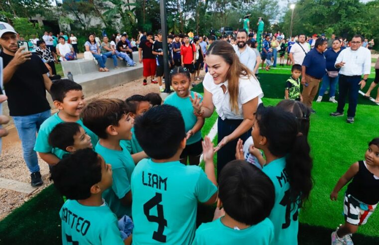 Cecilia Patrón entrega «chulada» de canchas en Villa Magna del Sur