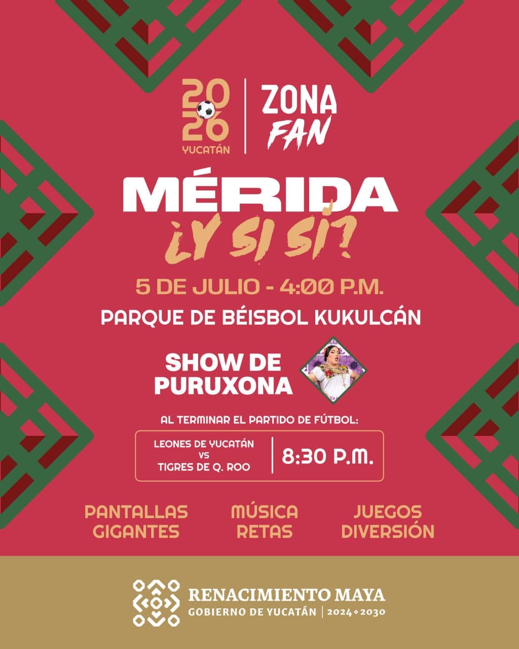 Gobierno del Estado invita a la transmisión del Mexico-Inglaterra en el parque Kukulcán