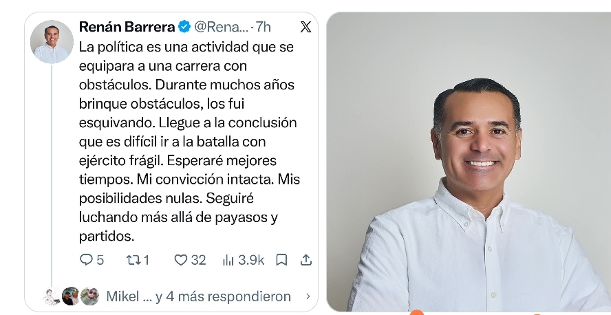 Un trasnochado Renán Barrera renuncia al Comité Ejecutivo Nacional del PAN en medio de críticas a la dirigencia