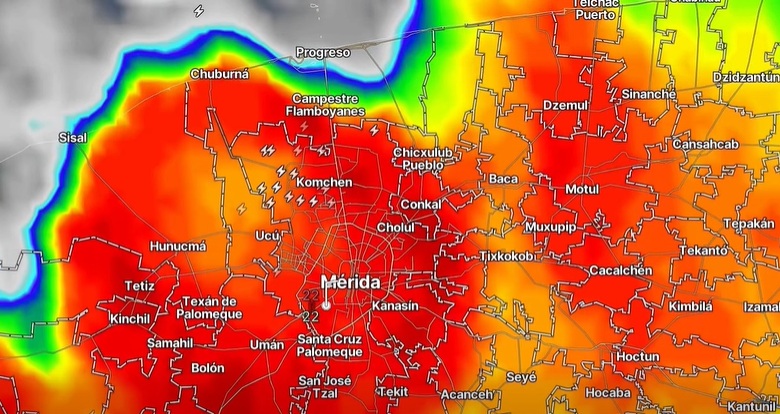 Torrencial lluvia en el centro de Mérida: récord de 134.4 mm hasta las 16 horas