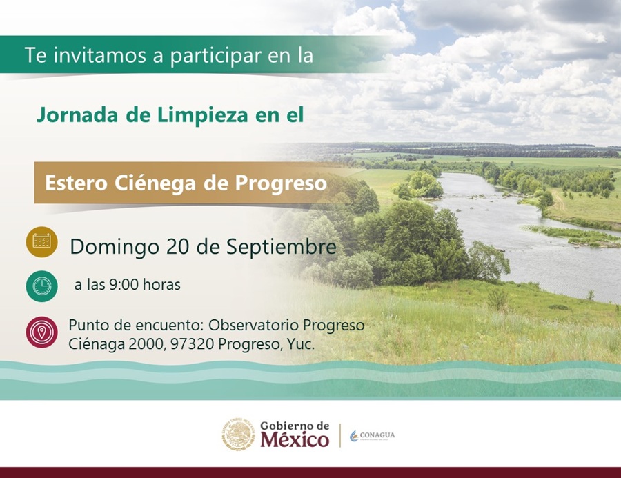Conagua invita a participar en la Mega Jornada de Limpieza en el estero de Progreso