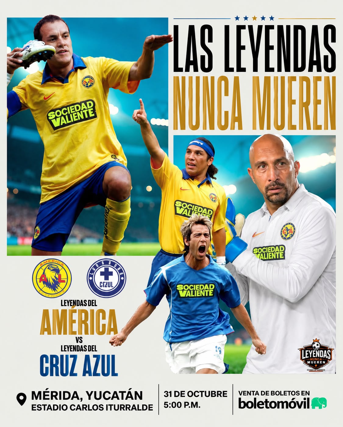 Sergio Vadillo y Sociedad Valiente impulsan el partido de leyendas «América vs. Cruz Azul».